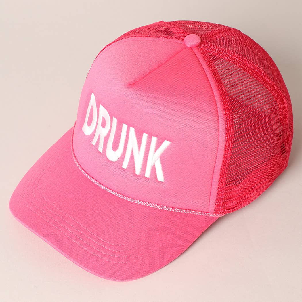 Fashion City - Vente Casquette de camionneur – femme - Casquette de camionneur à dos en maille brodée DRUNK9