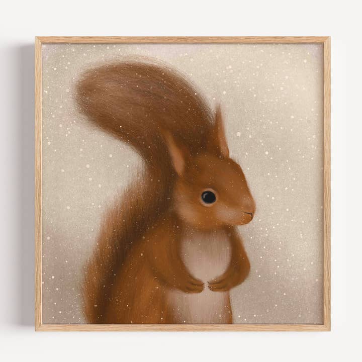 Squirrel Square Print for wholesale by Jo Couch