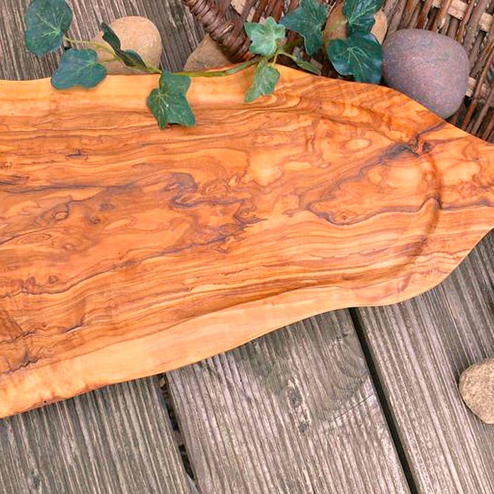 olivenholz-erleben - Vente Planche à découper - Planche à découper (L45-49cm) avec bord à jus et poignée5