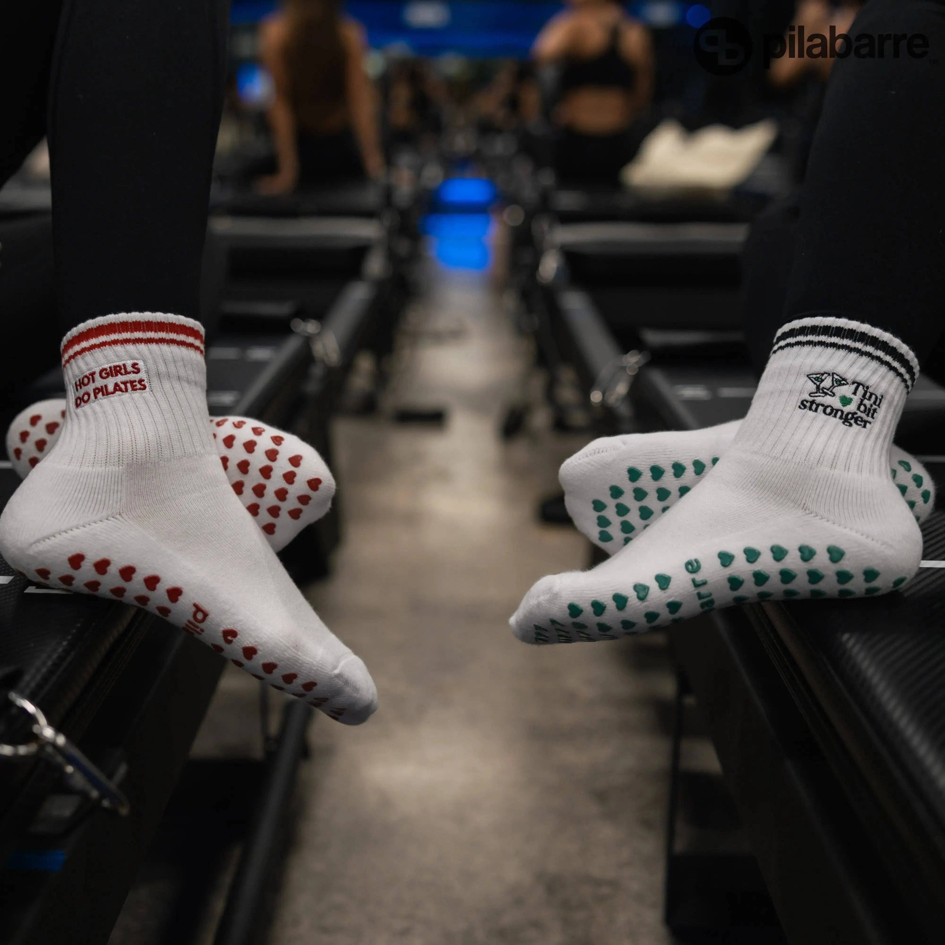 Pilabarre - Wholesale Socks - Women's - Hot Girls Do PILATES Socks - WHITE/RED5