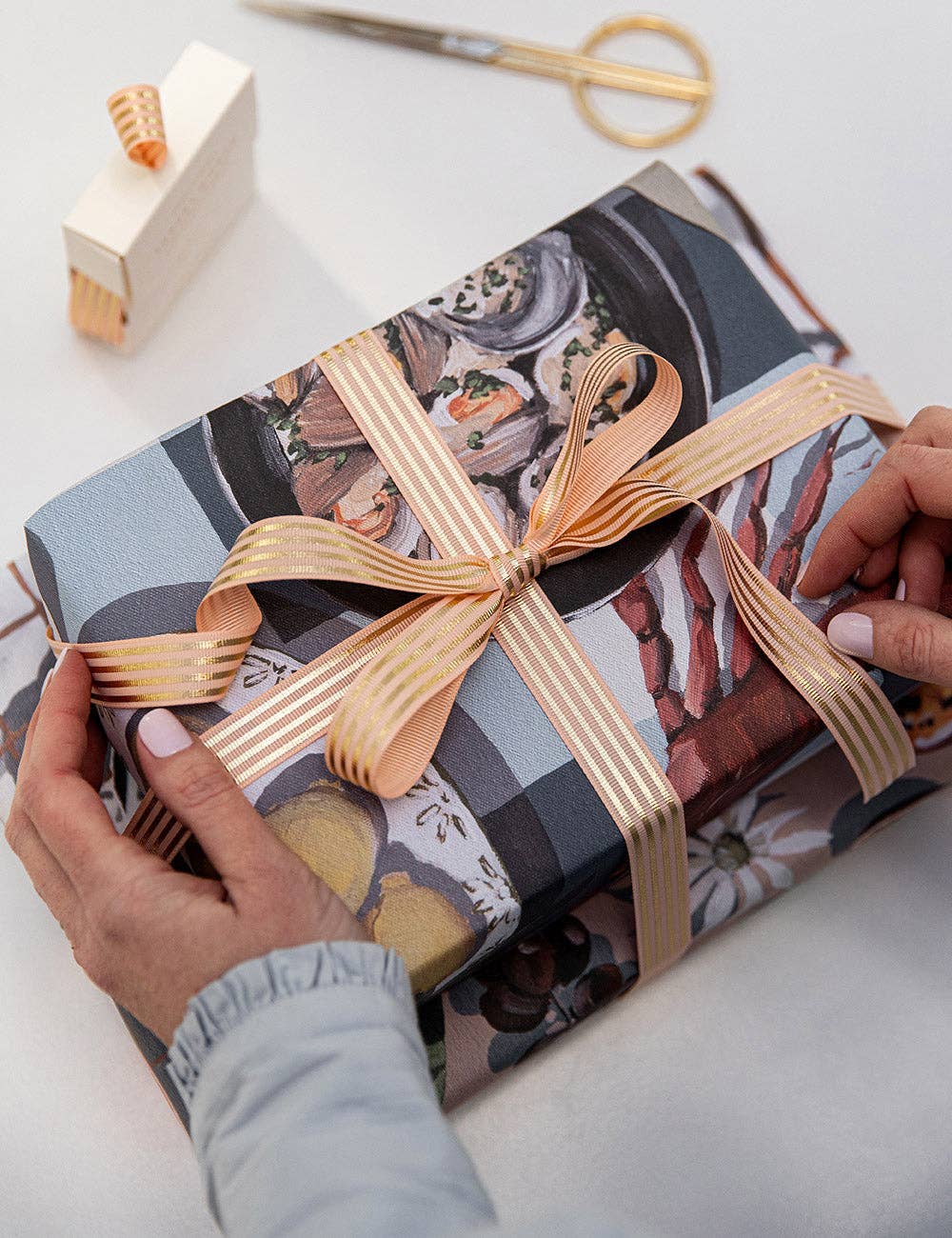 Bespoke Letterpress - Wholesale Inpakpapier - Zomerpicknick/Crab & Squid cadeauverpakking, 6 stuks2