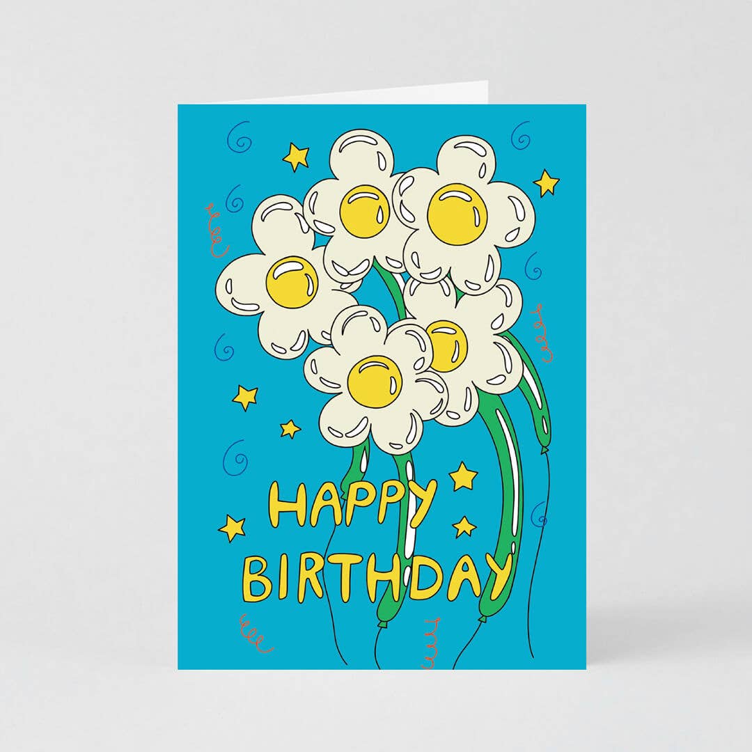 Redy. - Wholesale Birthday Card - Balloon Flowers Birthday Greeting Card (Folded) + Envelope0