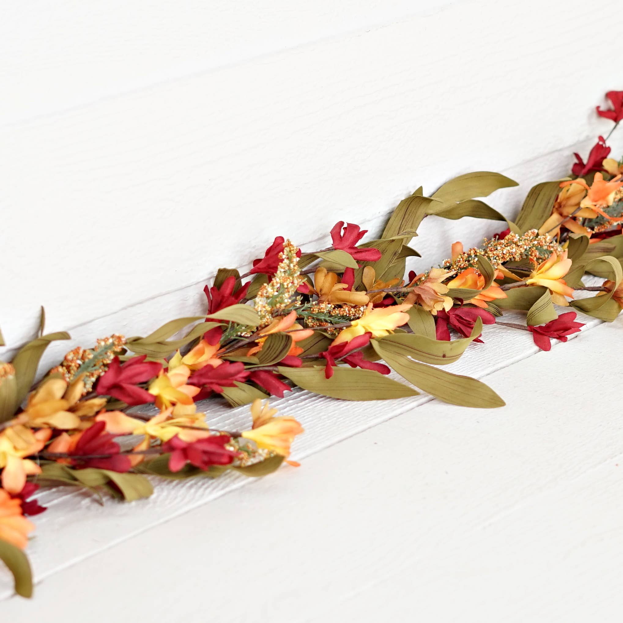 Impressive Enterprises, Inc. - Wholesale Bunting/Garland - 530161- 4ft Garland-Orange Burgundy wild flower with heather5