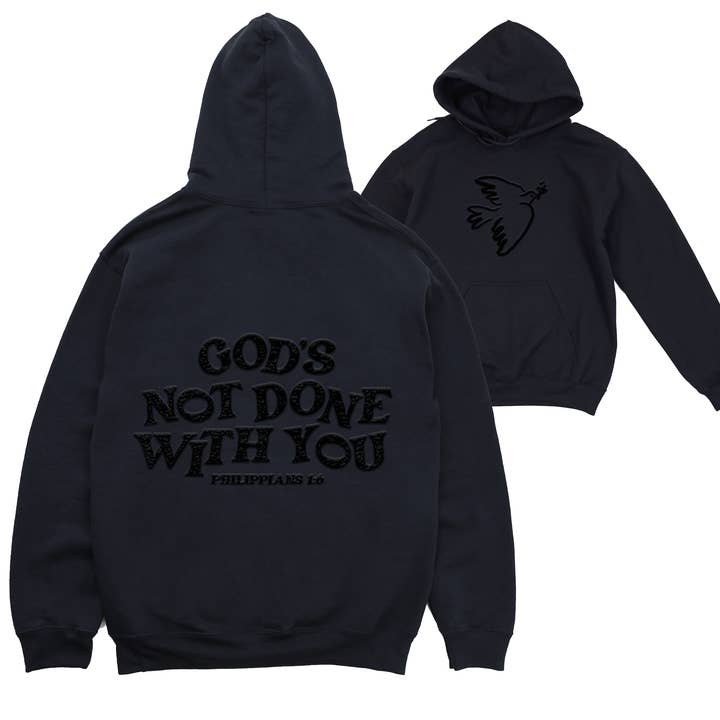 Black God's Not Done With You Pullover Hoodie for wholesale on Faire