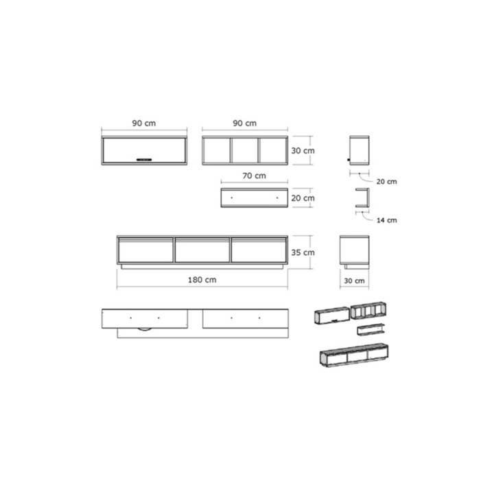 Multi Colored Decormet Prag TV Unit White for wholesale on Faire1