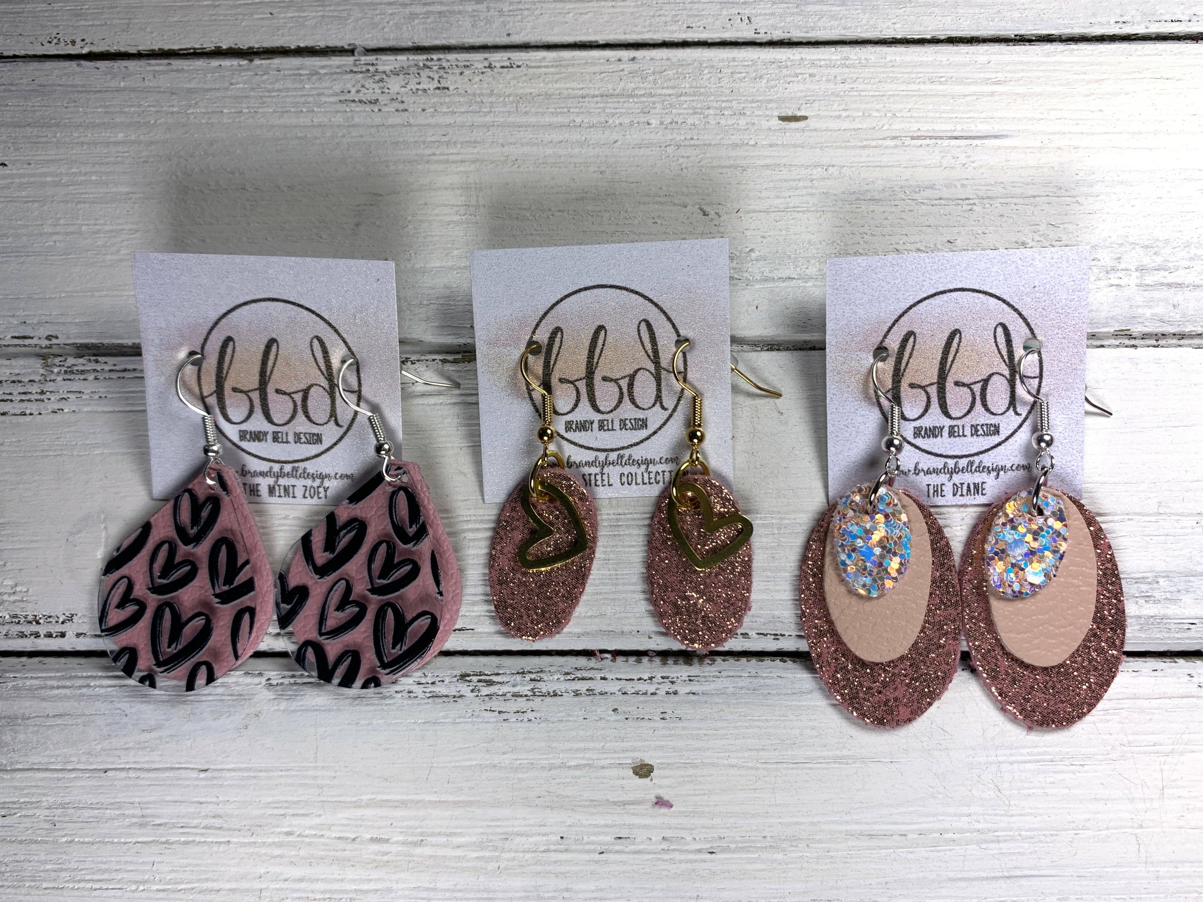 Brandy Bell Design - Wholesale Dangle Earrings - TINY HEART - MATTE BLUSH PINK2