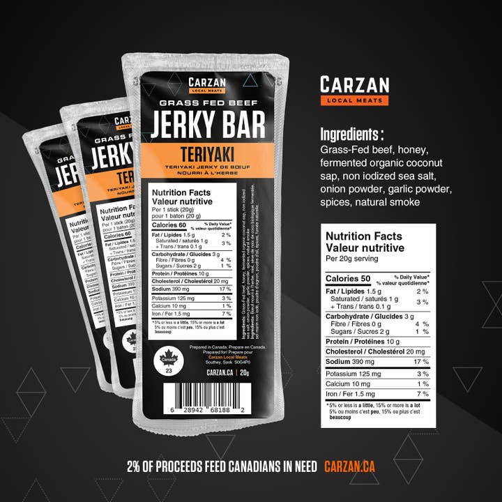 Carzan Local Meats - Wholesale Jerky - Teriyaki Jerky Bars2