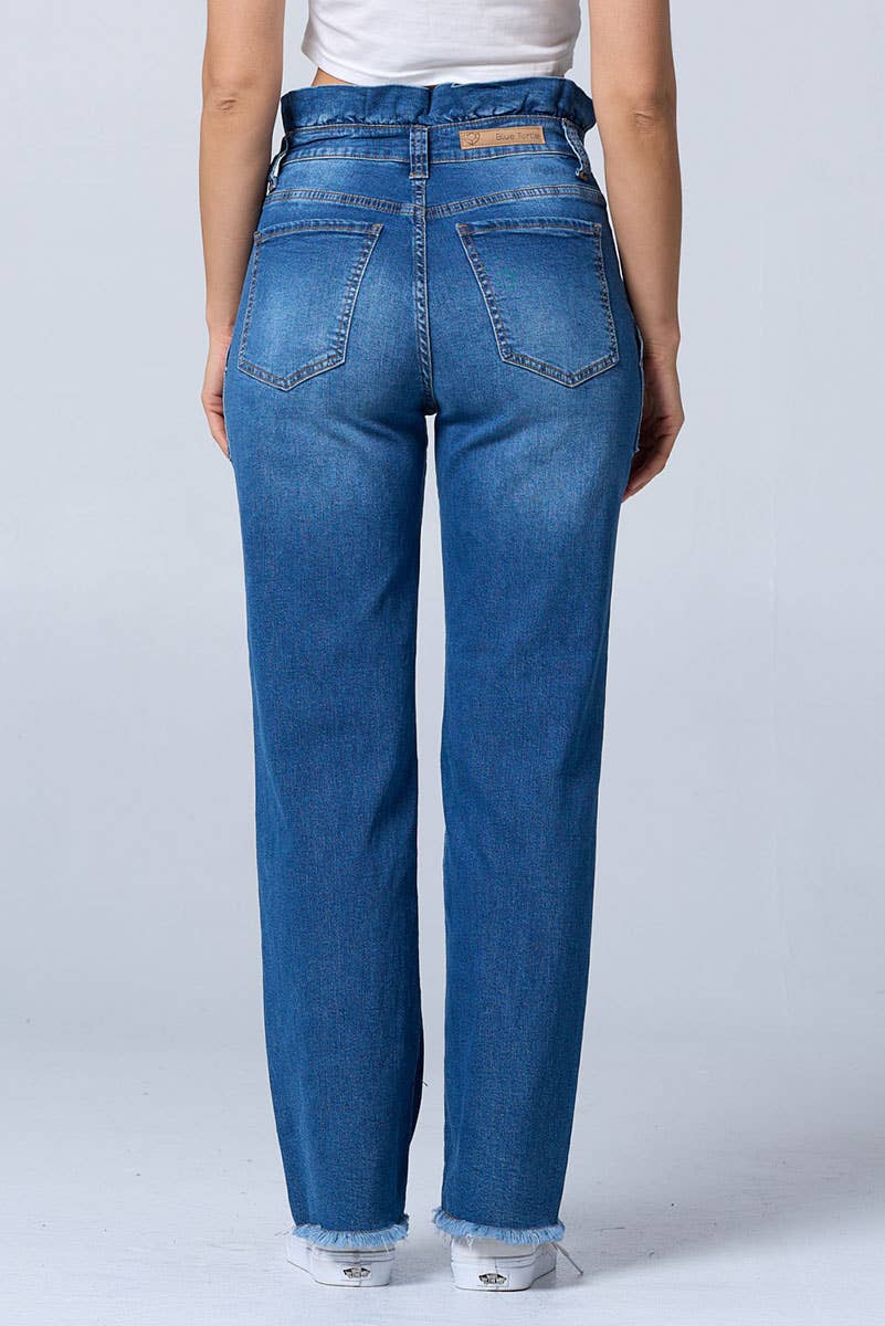Color 5 - Wholesale Jeans - Women's - Distress fashion boot cut baggy jeans w/draw string raw edge6