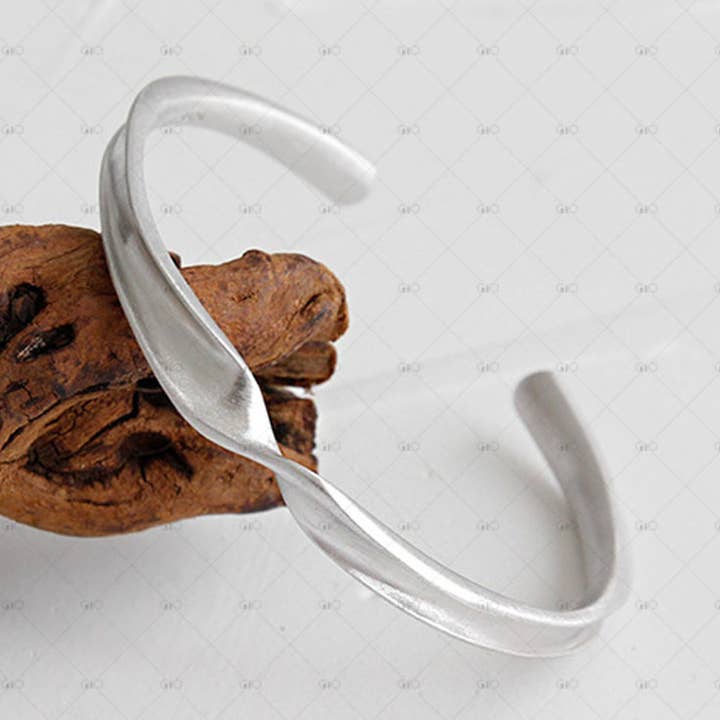 S925 Silver Twist Design Brushed Bangle Bracelet for wholesale by Gioiellin - S925 Silver Jewelry