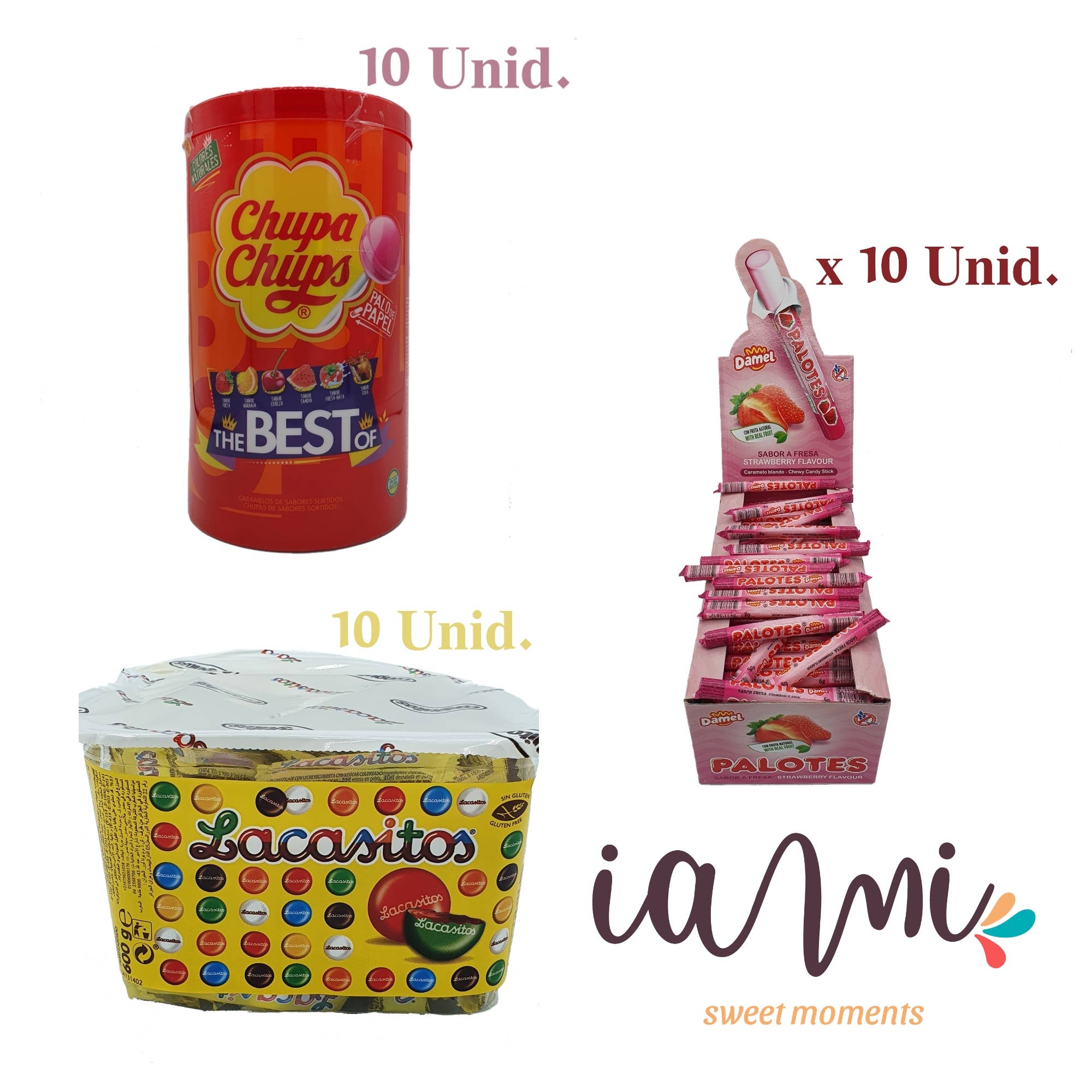 IAMI - Wholesale Hard Candy - Assortment of 100 Sweets. Padding for Piñatas. 10 Types x 105