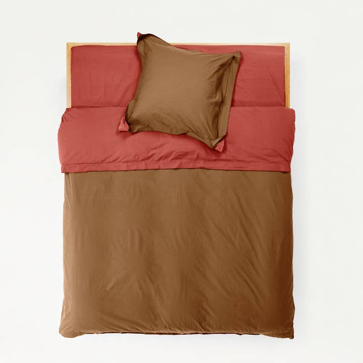 SUTRAM - Wholesale Duvet Cover - Duvet Cover in BI COLOUR Carob and Ochre Red
