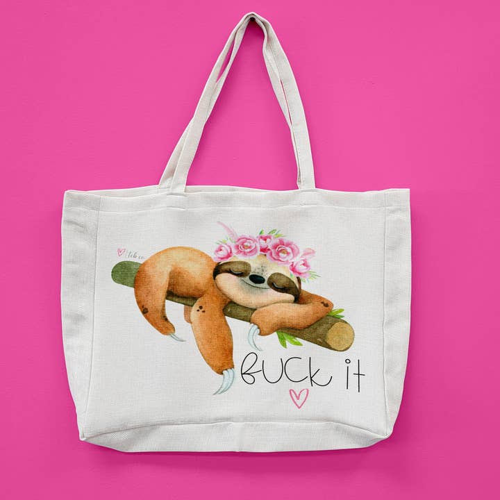 tcbco - Wholesale Tote Bag - Women's - Fuck It Lazy Sloth Oversized Tote Bag