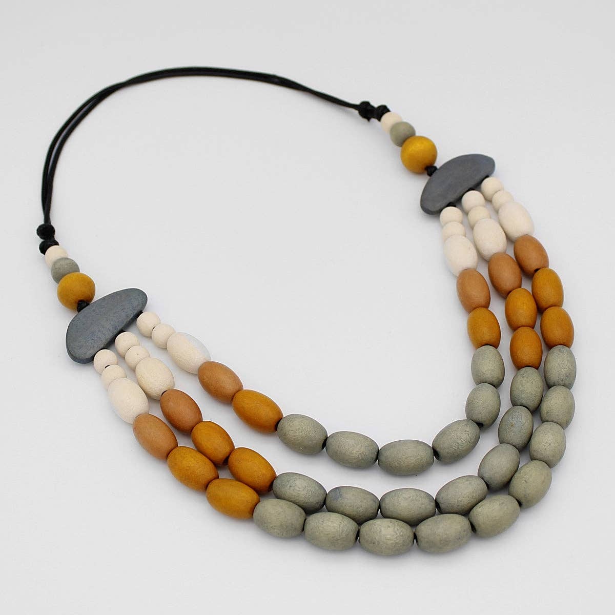 Sylca Designs - Wholesale Beaded/Pearl Necklace - Grey Wood Frankie Necklace2