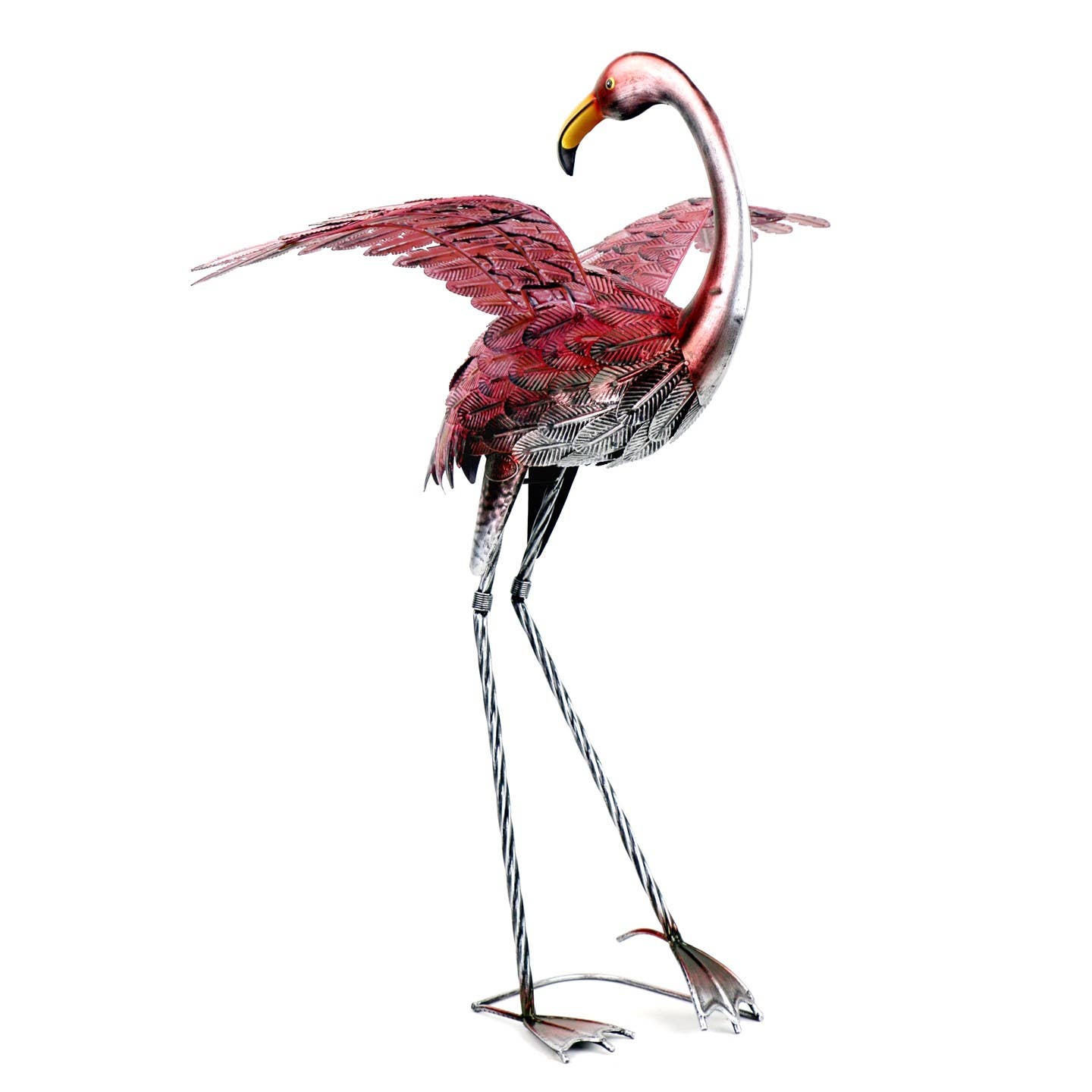 Zaer Ltd. International - Wholesale Garden/Lawn Stake - 41.3" Tall Metallic Pink Flamingo Garden Stakes- 4PC/Set10