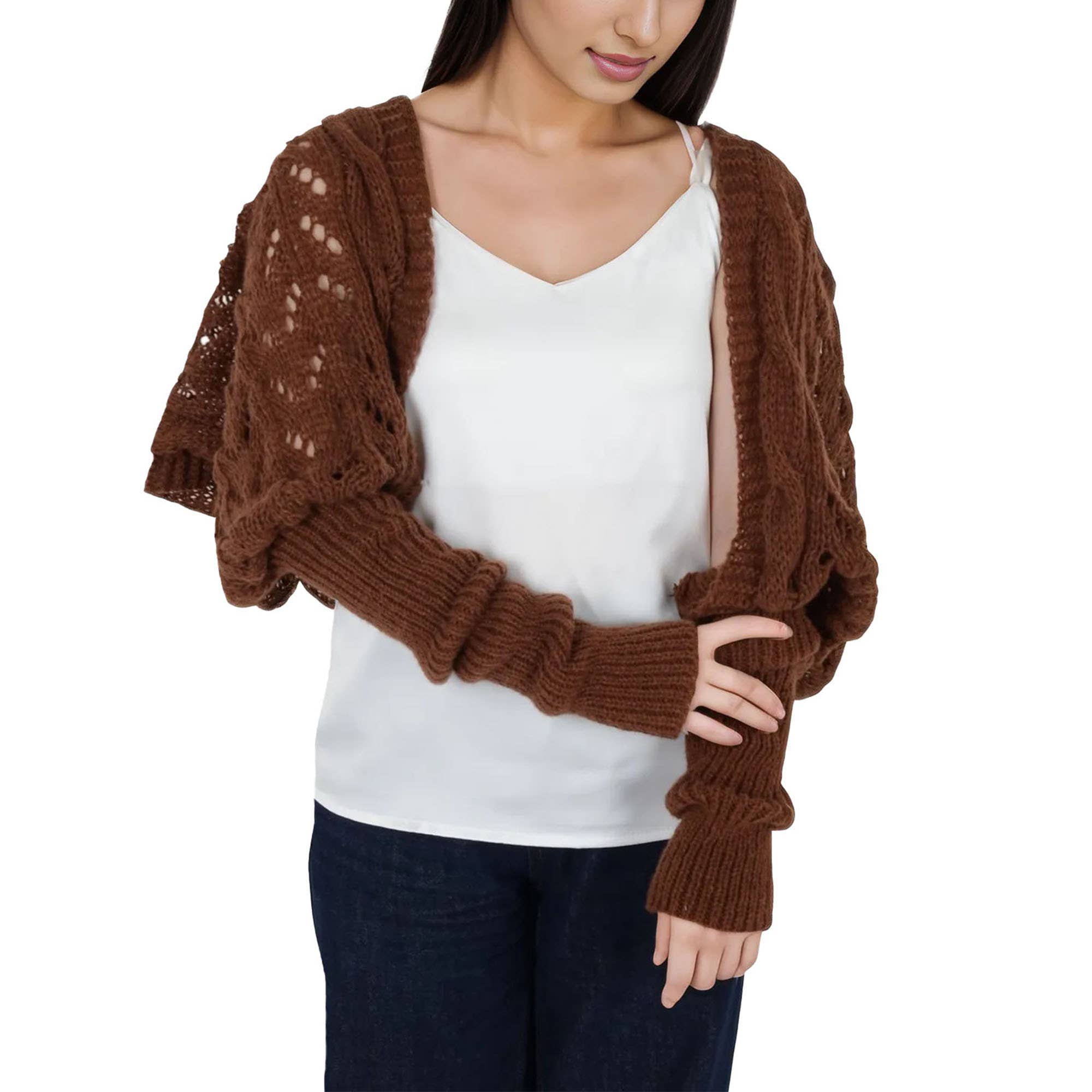 AK Brand – Engroshandel Tørklæde - Dame – Ensfarvet hæklet strikket kabeltørklæde trøjeomslag14