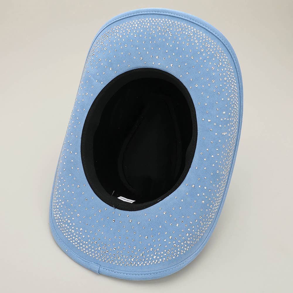 Sensibling Corp. - Wholesale Cowboy Hat - Women's - Rhinestone Embellished Faux Suede Western Cowboy Fedora Hat8