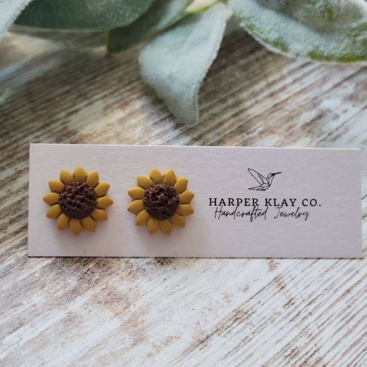 The Sunflower Studs for wholesale by Harper Klay Co