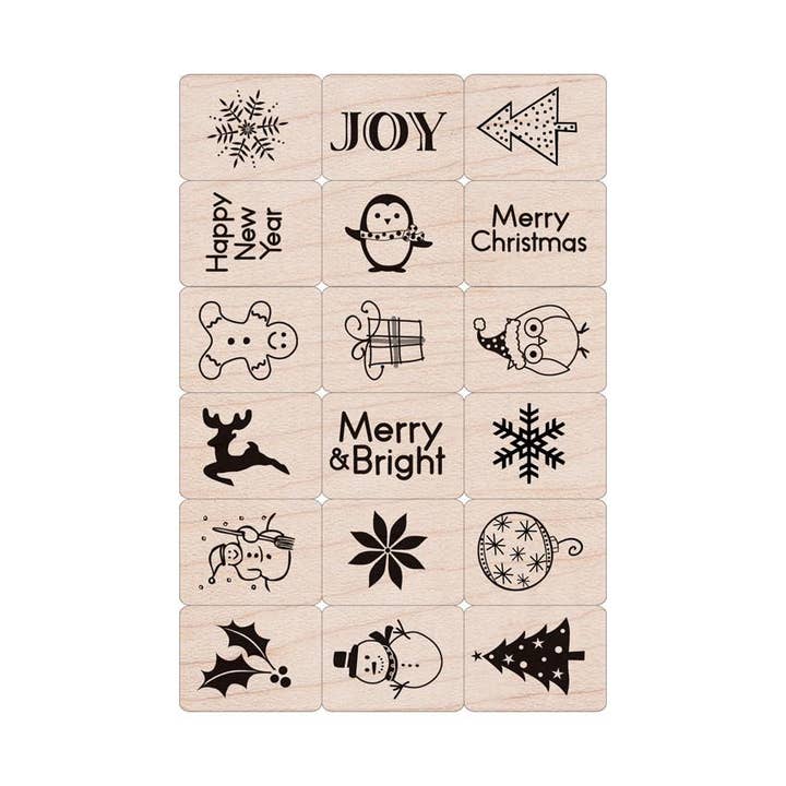 Hero Arts Merry Christmas Wood Ink 'n Stamp Set for wholesale by Hero Arts + Spellbinders Wholesale