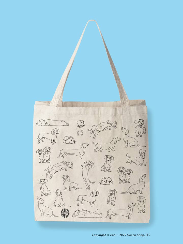 Grand sac fourre-tout en toile pour chien teckel, cadeau pour animal de compagnie pour la vente par Sween Shop