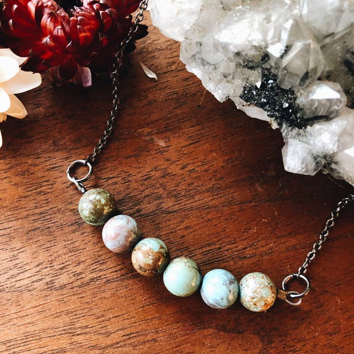 Colar Minimalista de Pedras Gemas Turquesa por atacado de Farmhouse Moon