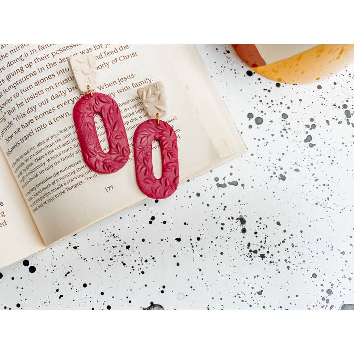 Lauren Likes Art - Wholesale Dangle Earrings - Jewel Tone Vintage Inspired Earring, Wine Polymer Clay Earri1