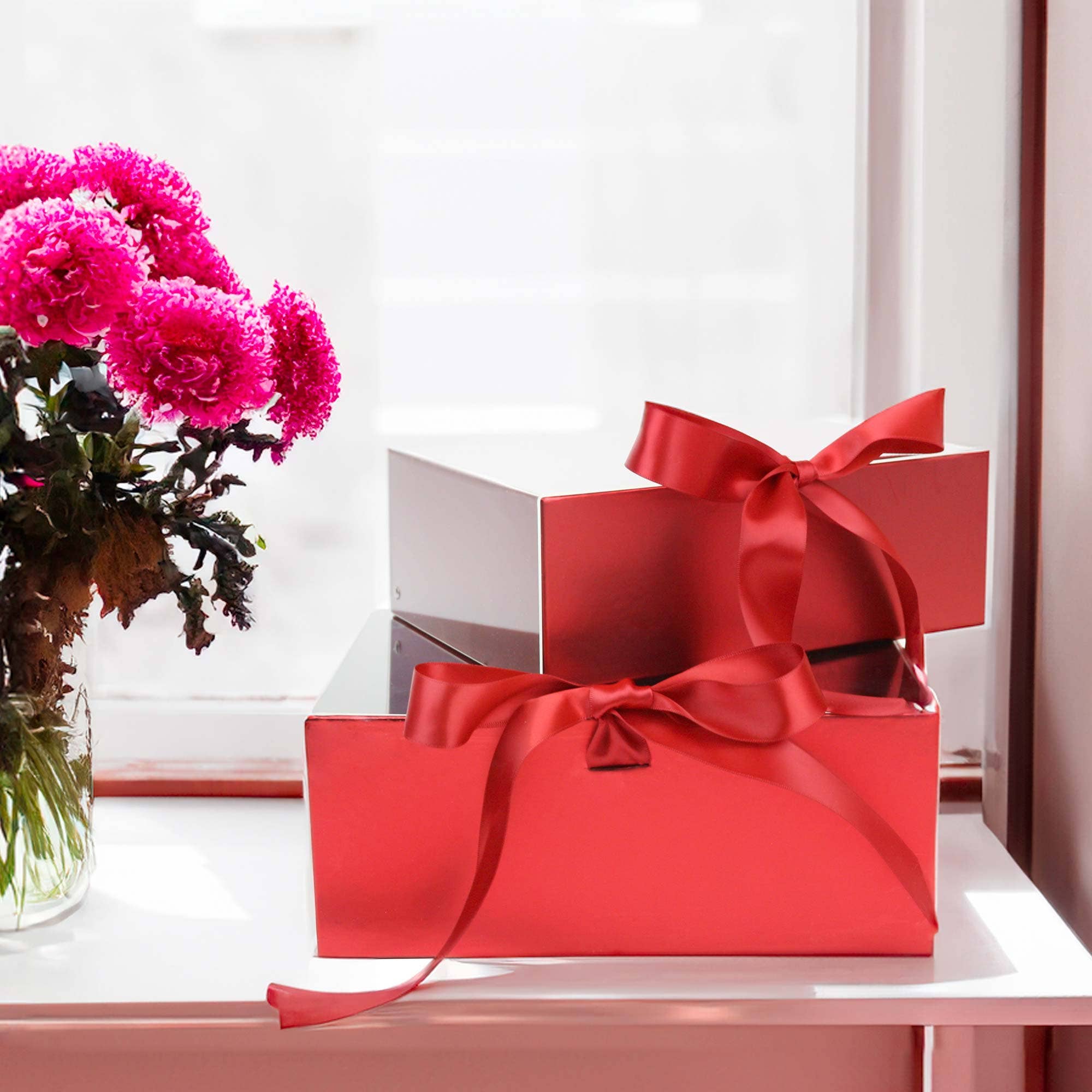 Emartbuy – Großhandel Geschenkboxen – Elegante Geschenkbox mit Klarsichtdeckel und Schleife für besondere Anlässe - 2er-Set21