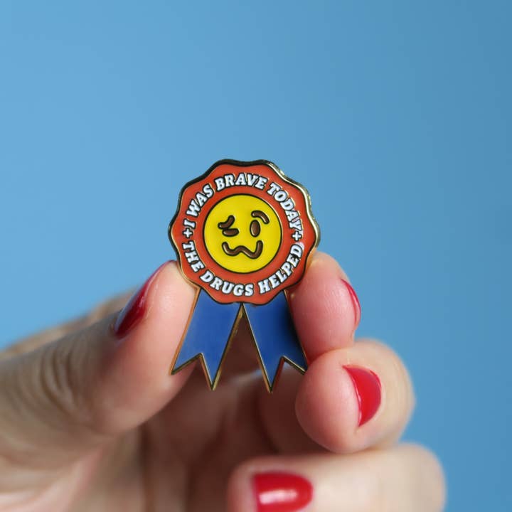 Bravery Enamel Pin for wholesale by Recovering Lazyholic