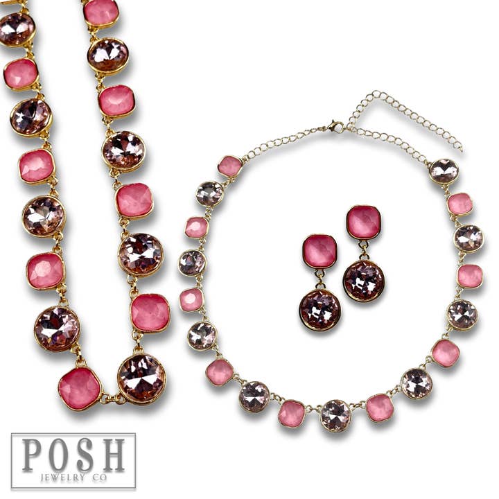 Pink Panache Brands - Wholesale Dangle Earrings - Round and square rhinestone dangle earring