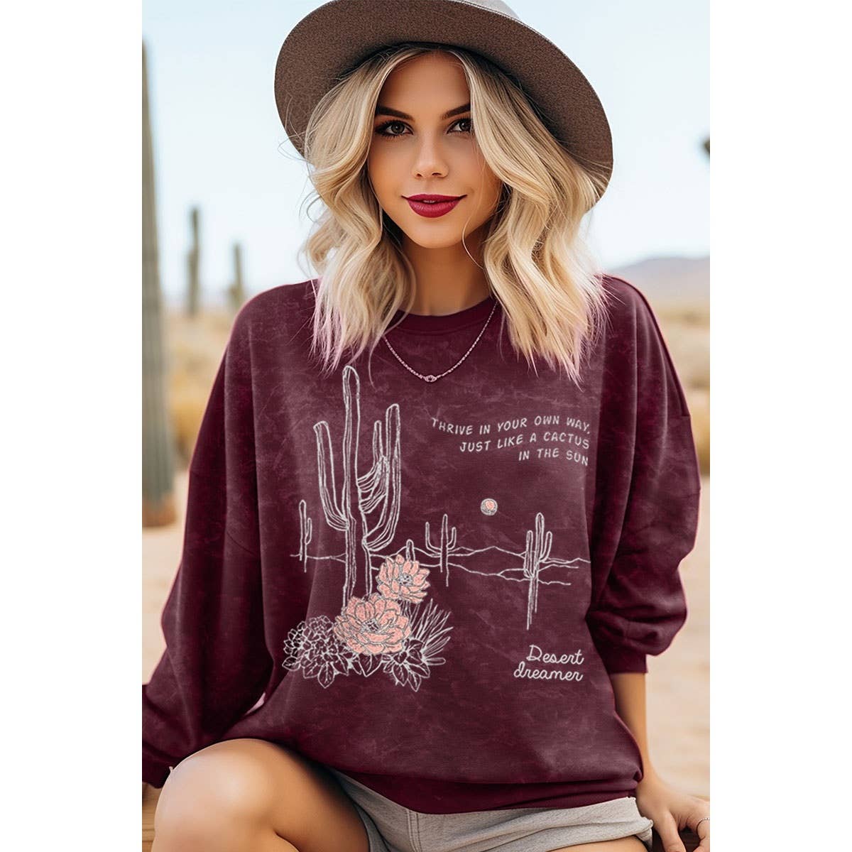 HRTandLUV - Vente Sweat-shirt – femme - SWEATSHIRT GRAPHIQUE MINÉRAL COMME UN CACTUS3