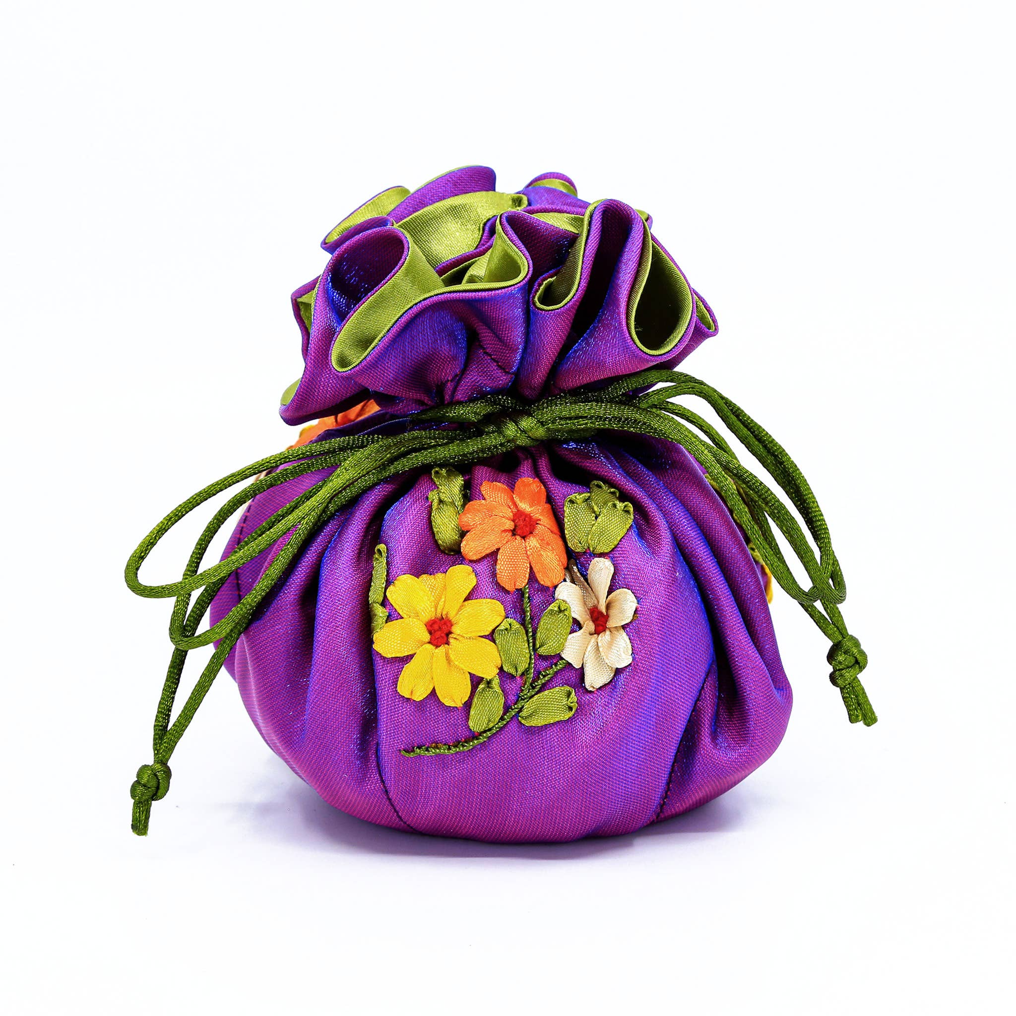 Cathayana - Venta al por mayor Bolso pequeño - Mujer - Bolsa de joyería con flores de cinta bordadas a mano4