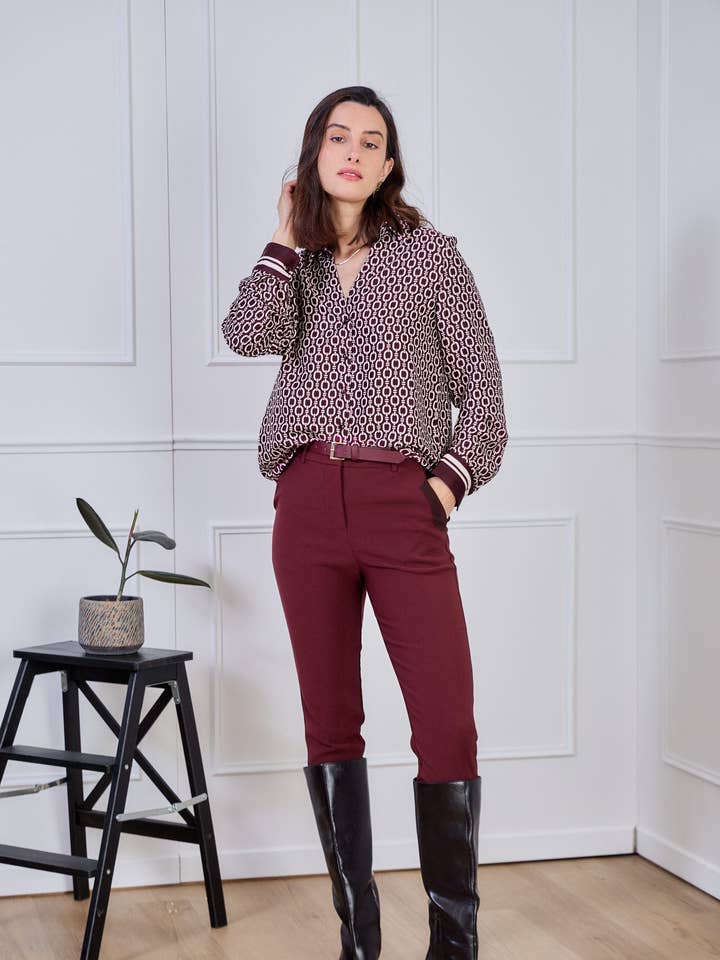 LULUMARY - Wholesale Button Down Shirt - Women's - Chain print shirt CH352A14