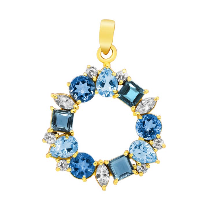 Blue Topaz Trilogy Pendant for wholesale by Gem Bazaar Jewellery