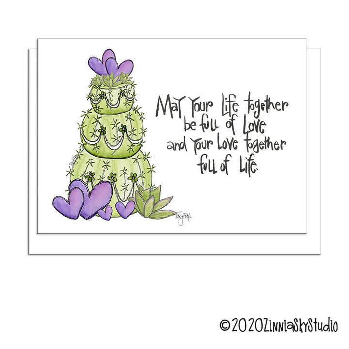 Southwest Barrel Cactus Cake | Wedding Card for wholesale by Zinnia Sky Studio LLC