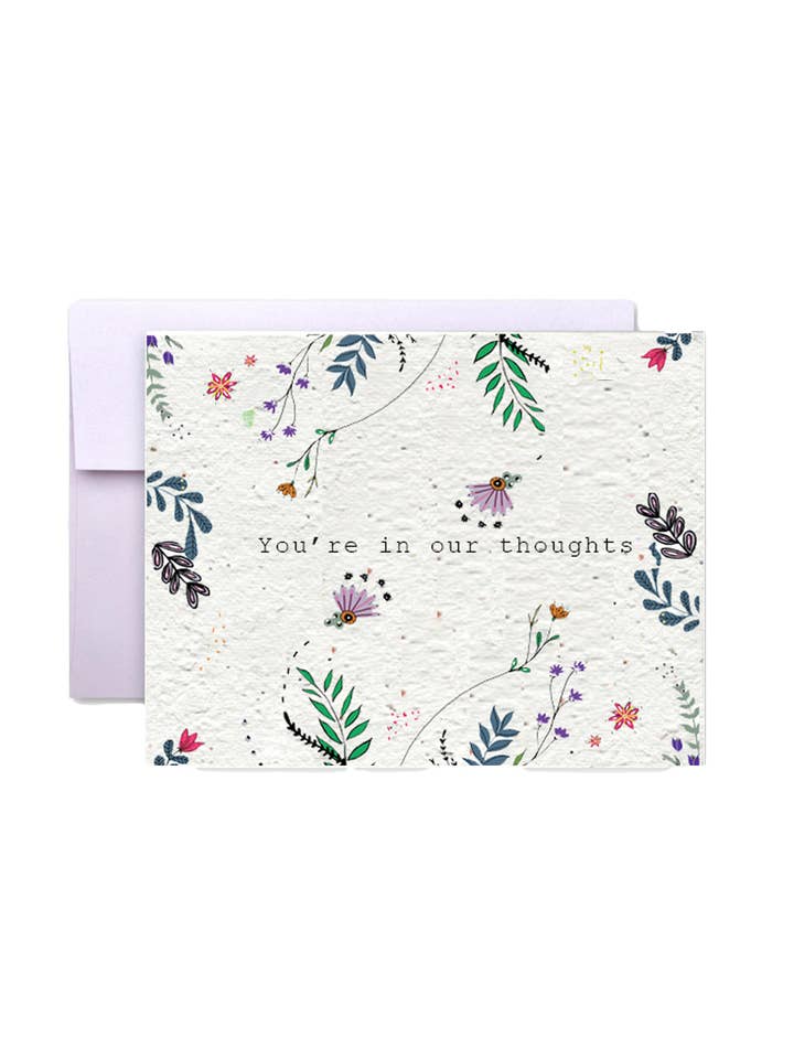 Biglietto di carta con semi di fiori selvatici You're In Our Thoughts per la vendita all'ingrosso da parte di Artsy Em