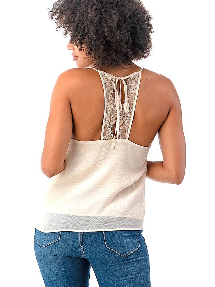 Woven Pink - Wholesale Camisole - Women's - Lace Cami with Back Details1
