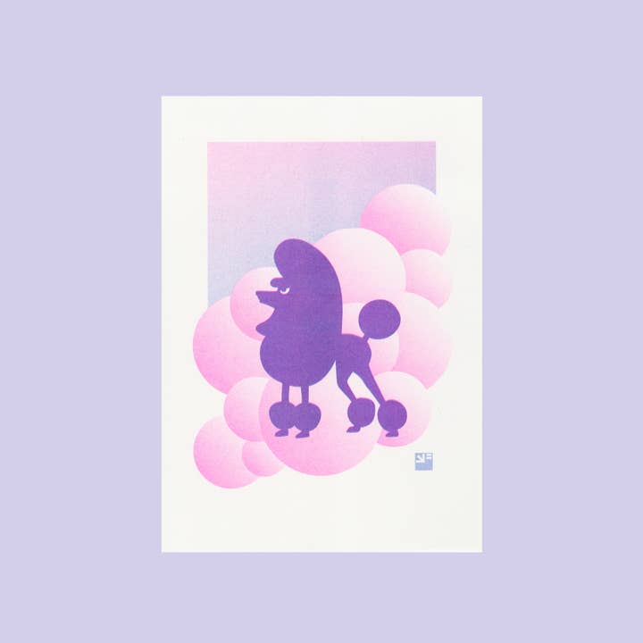 VrijFormaat - Wholesale Art Print - riso print - French Poodle - Angry Animals - A4