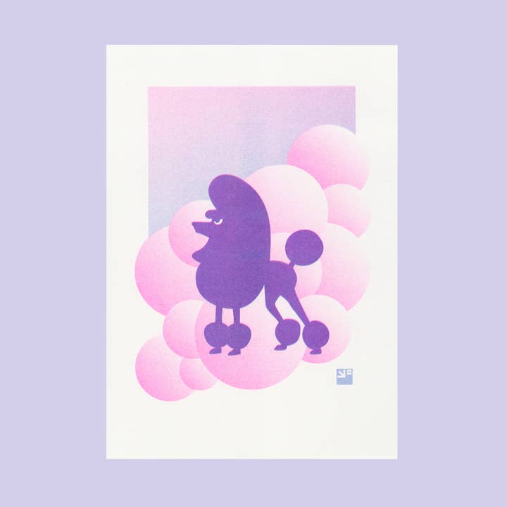 riso print - French Poodle - Angry Animals - A4 for wholesale by VrijFormaat