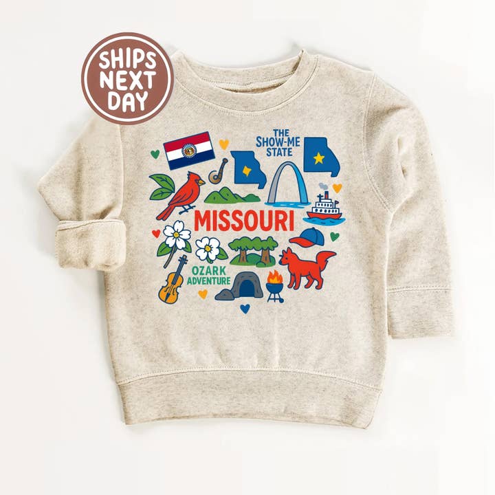 Sudadera infantil de Missouri – Iconos del estado 'Show-Me' para venta al por mayor de EnjoyMyDesign