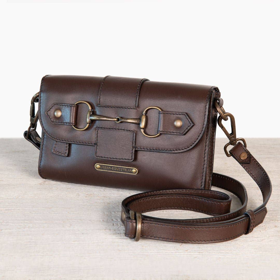 URBAN-EQUESTRIAN - Vendita all'ingrosso Borsa a tracolla - Donna - Dalton - Borsa a tracolla di lusso in pelle con morsetto per cavallo in marrone scuro0