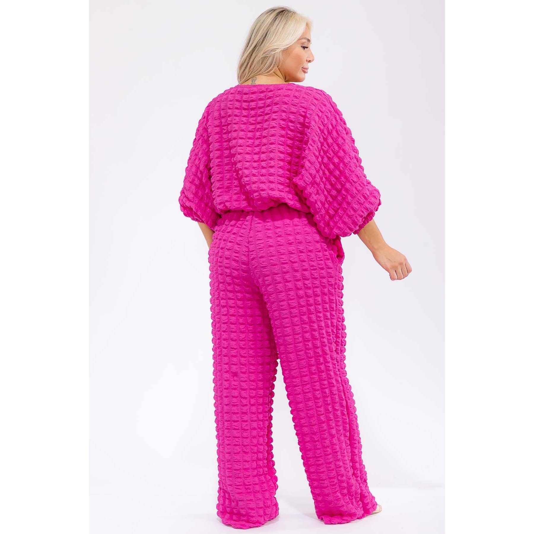 omgstyles – wholesale Top & pants set (NOT Loungewear) – Women's – Plus Size Bubble Two Pc Set2