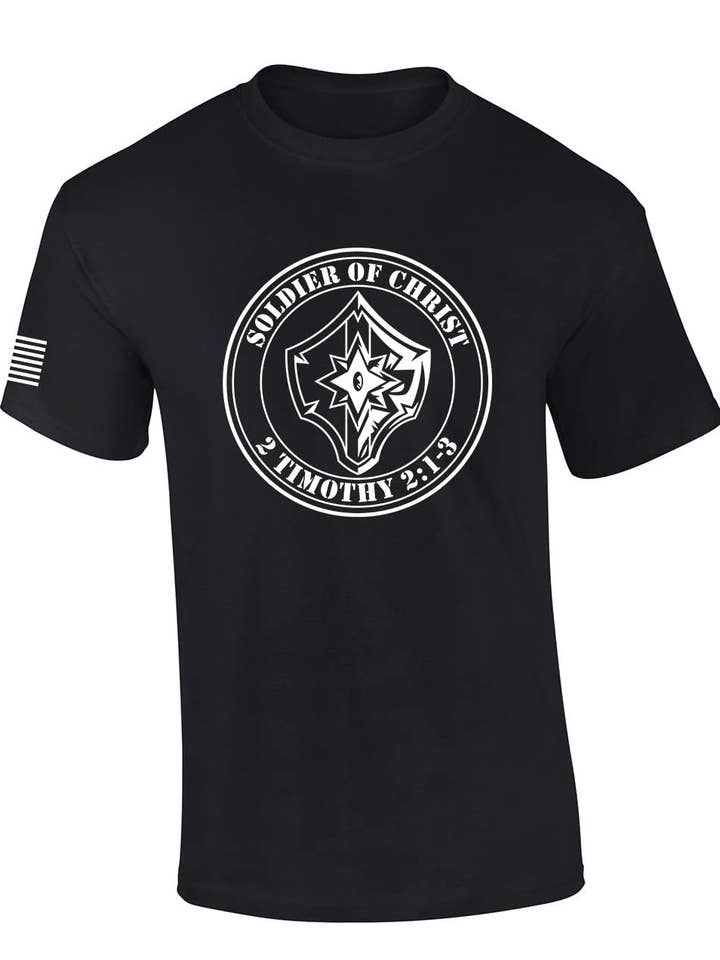 Shirt Soldier of Christ 2 Timothy 2:1-3 AF Sleeve SS T-Shirt for wholesale by Trenz Shirt Company