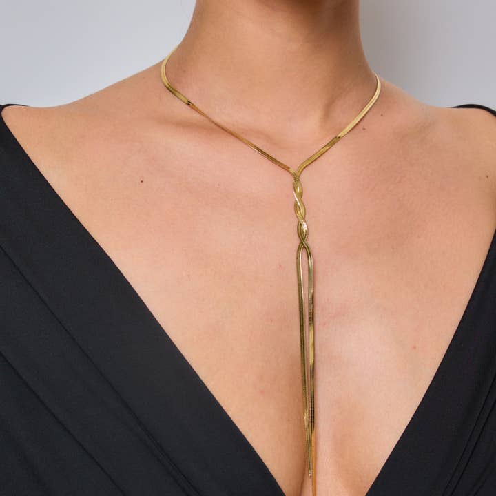 BYREN | ÉLINE L'ATELIER – Engroshandel Lariat/Y-hal halskæde – 224AQ23 rustfrit stål lang Y halskæde