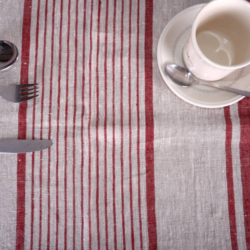 NorraVilla – wholesale Tablecloth – Linen Tablecloth Village Burgundy - Christmas Provence style0