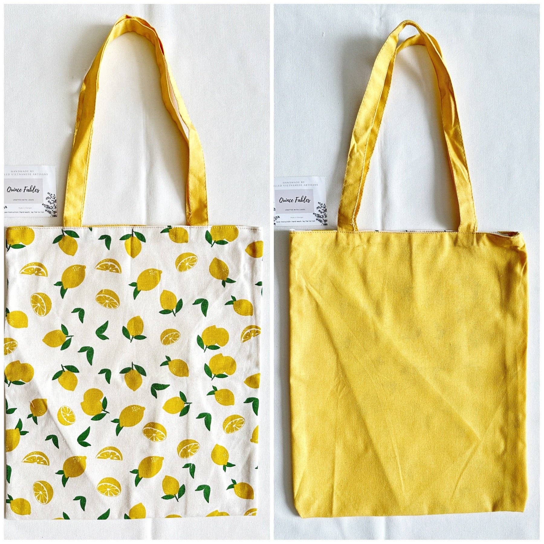 Quince Fables - Wholesale Tote Bag - Women's - REVERSIBLE Lightweight Canvas Tote Bag With Avocado Lemon Or✅1