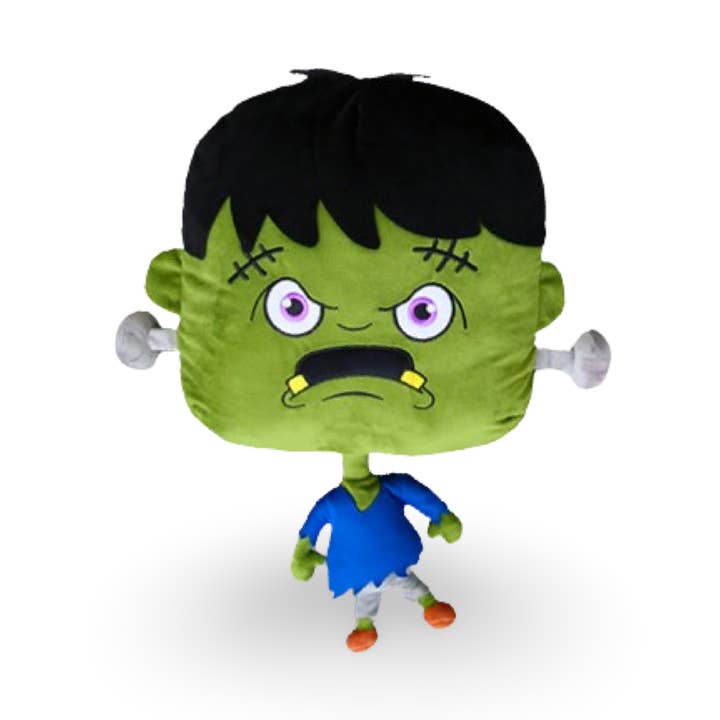18" Halloween Decor, Plush Pillow - Frankenstein (Green) for wholesale by MaterialJill