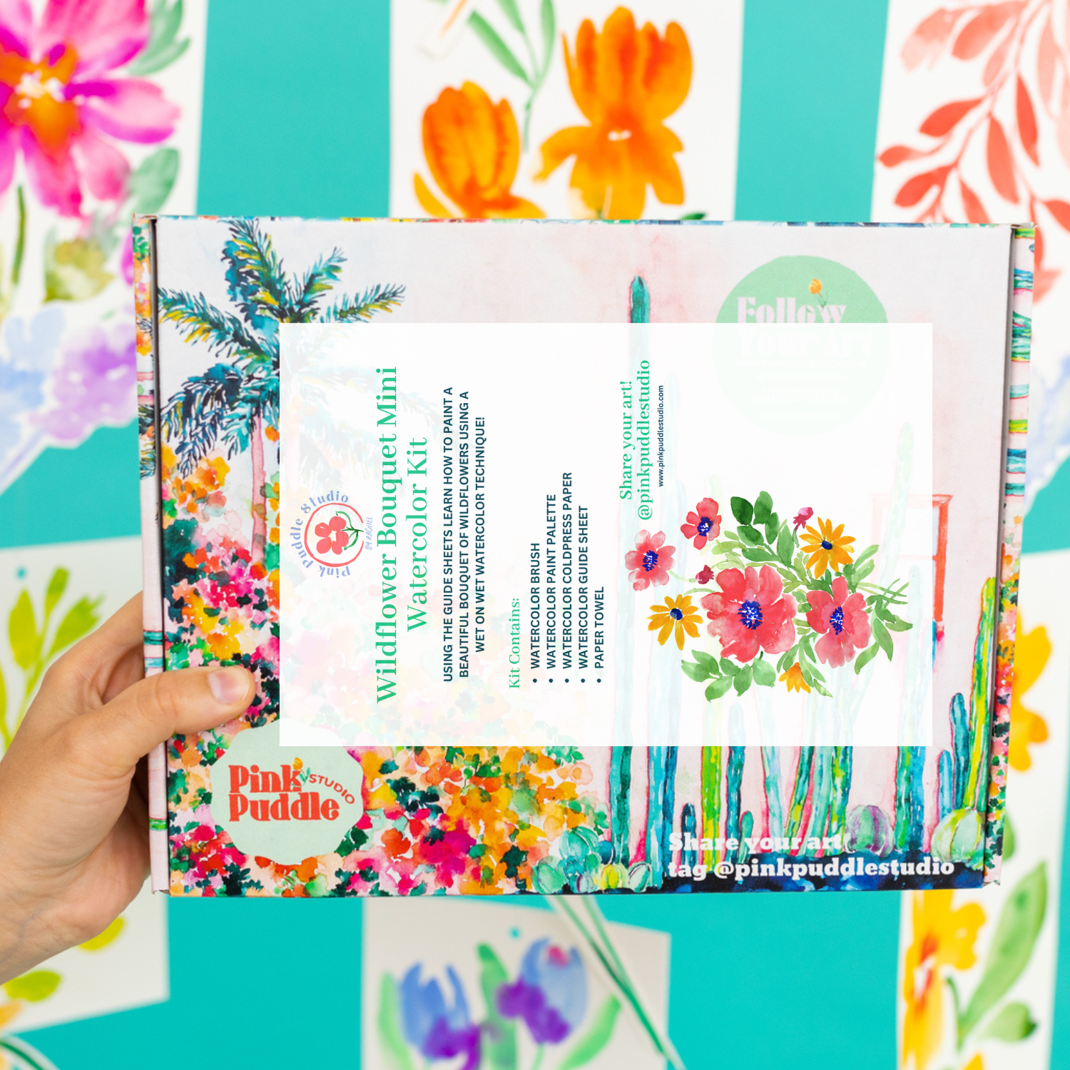 Pink Puddle Studio - Wholesale DIY Craft Kit - Wildflower Bouquet Flower Watercolor Painting DIY Kit7