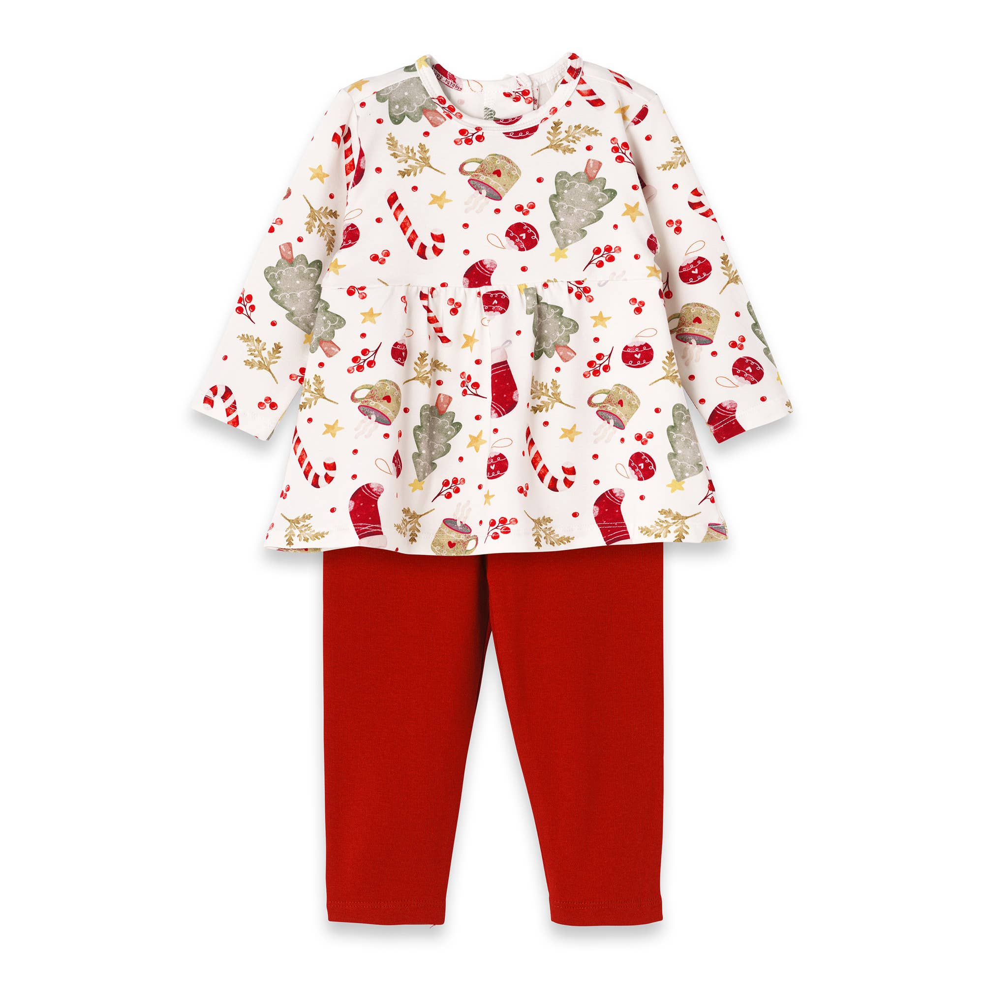 Tesa Babe - Wholesale Top & Leggings Set - Kids - Girls' Christmas Tunic Set – Bamboo Holiday Outfit Set0