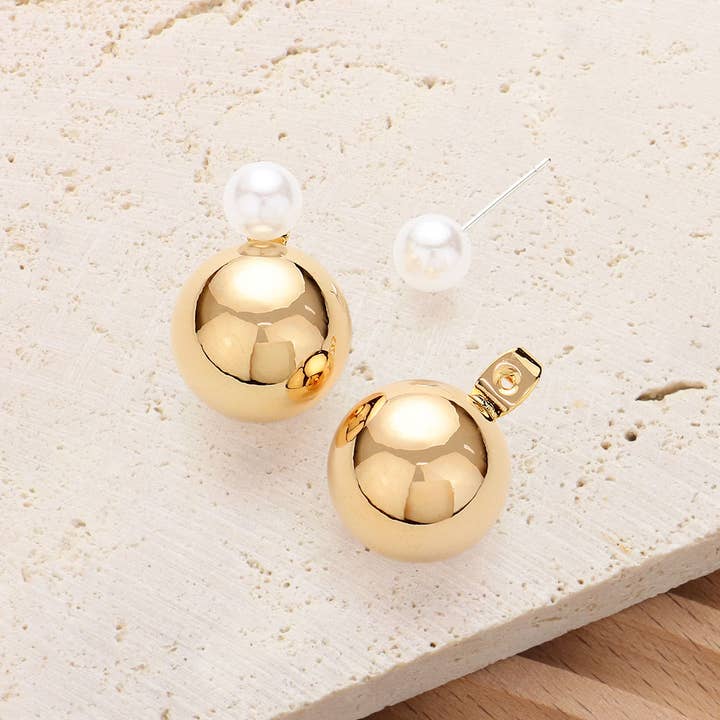 Pearl Metal Ball Peekaboo Double Sided Earrings
for wholesale by Sensibling Corp.