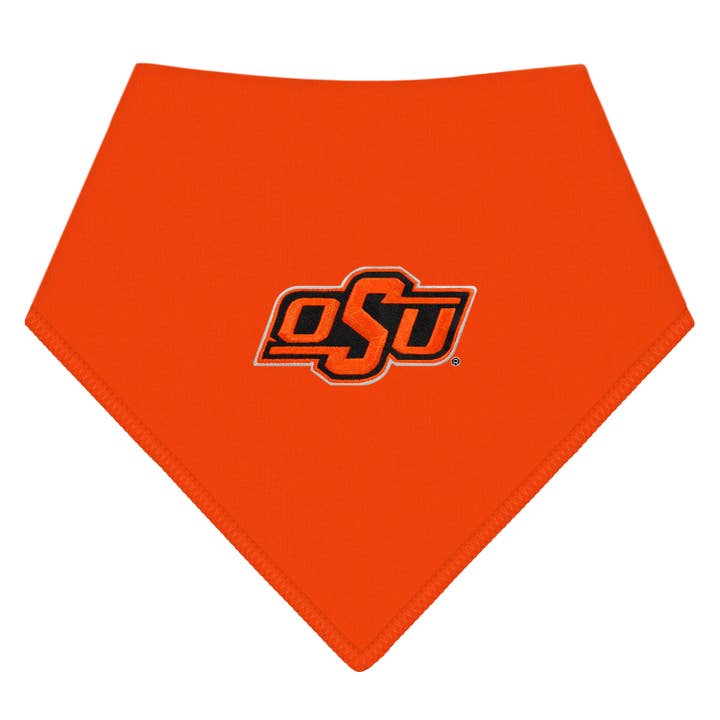 Oklahoma State Cowboys Newborn Solid Bandana Bib for wholesale by Creative Knitwear