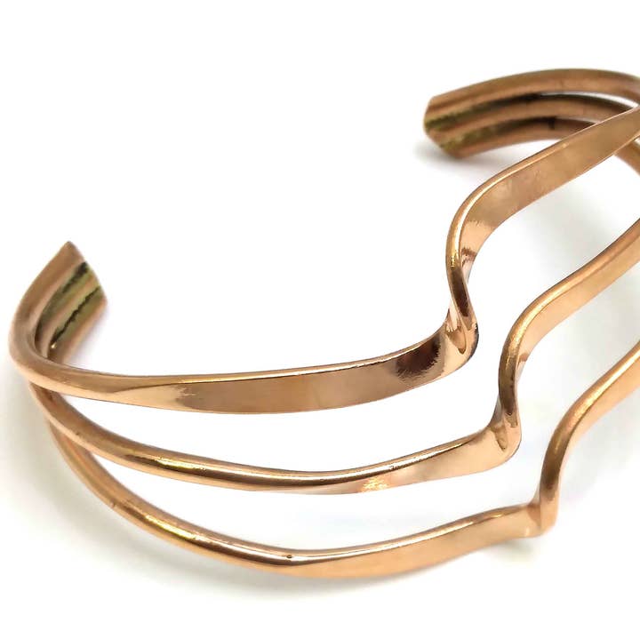 Costello International - Wholesale Cuff Bracelet - Pure Healing Copper Wave Adjustable Bracelet0